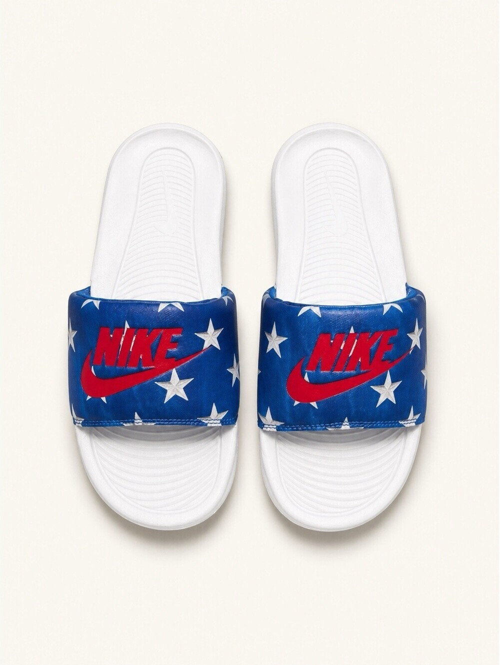 NIKE VICTORI ONE WOMENS SLIDES RED WHITE BLUE STARS SIZE 8 CN9676-400